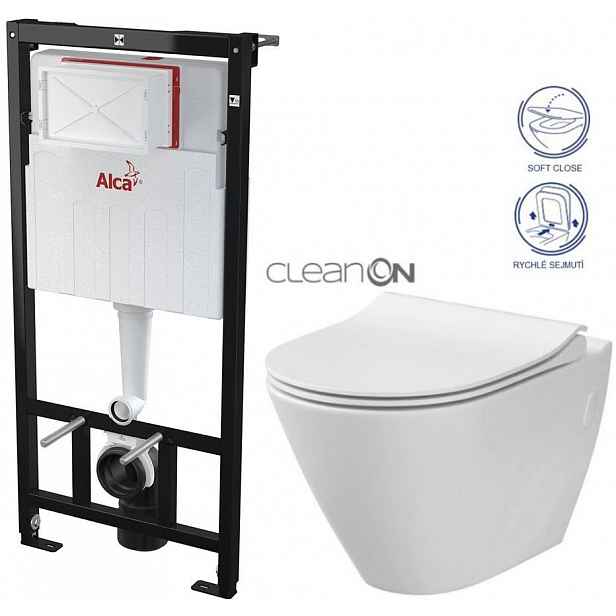 Předstěnový instalační systém bez tlačítka + WC CERSANIT CLEANON CITY AM101/1120 X CI1