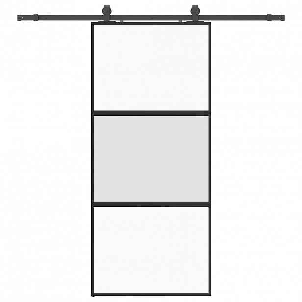 vidaXL Posuvné dveře se sadou kování černé 90x205 cm Tvrzené sklo