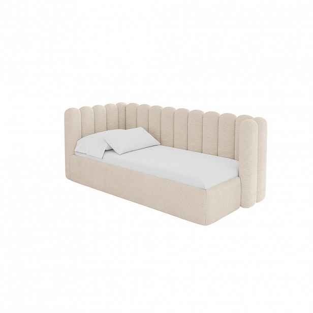 ALTDECOR JEDNOLŮŽKOVÁ POSTEL pro mládež s úložným prostorem, vpravo - HUGY 80x200 béžová