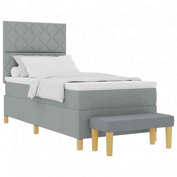 vidaXL Postel s boxspringem s čelo Světle šedá 200 x 80 cm textil