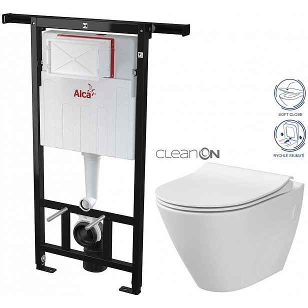 Předstěnový instalační systém bez tlačítka + WC CERSANIT CLEANON CITY AM102/1120 X CI1