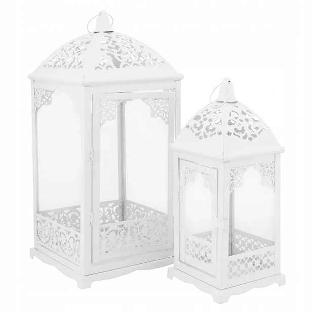 Sada 2 kusů lampion dekorativní lucerna bílá Altom Design 31/42 cm