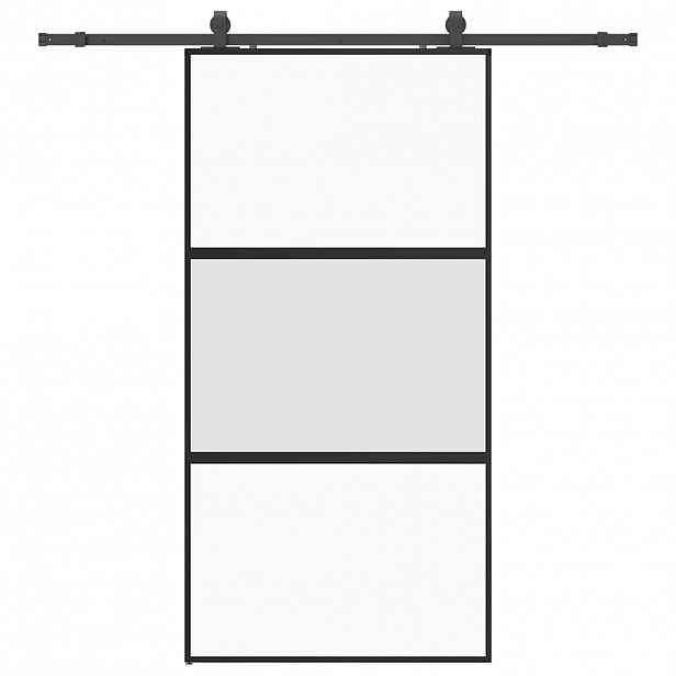 vidaXL Posuvné dveře se sadou kování černé 102,5x205 cm Tvrzené sklo