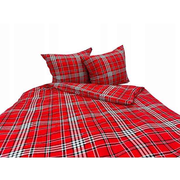 Krepové povlečení 160x200 lux 2643-2 červená mřížka