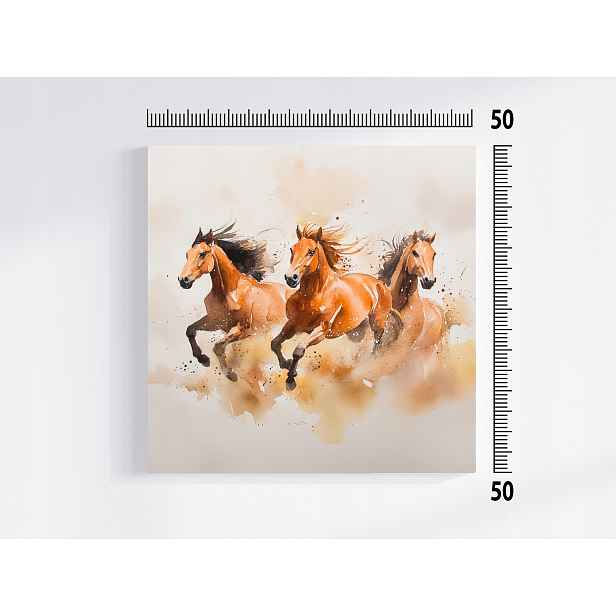 Obraz Na Plátně Canvas Akvarel Koně Kůň Cval Zvířata Příroda 50x50