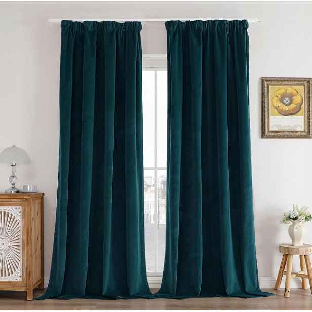 Joydeco záclona blackout samet 140x240 modrozelená