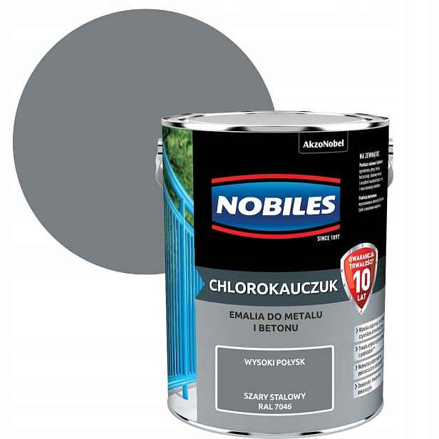 Nobiles Chlorokaučuk Šedý Ocelový Ral 7046 5L Smalt Na Betonu A Kov