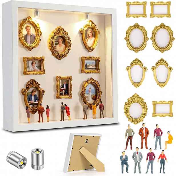 Rámeček na fotografie s Led světly Mini Multi Foto Galerie Koláž Diy Bílá