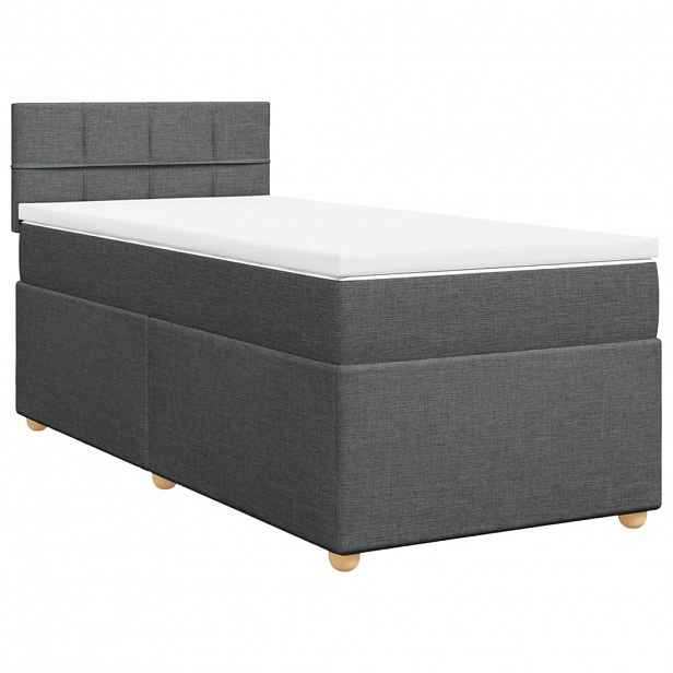 vidaXL Box spring postel s matrací tmavě šedá 90x200 cm textil