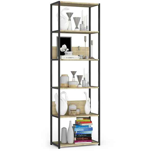 Ak furniture Regál PRAMONI 60x192 cm černý/dub artisan
