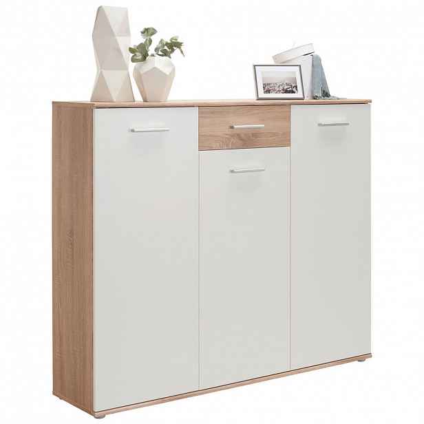 Carryhome BOTNÍK, bílá, Sonoma dub, 136/120/36 cm - Předsíně - 000887009903