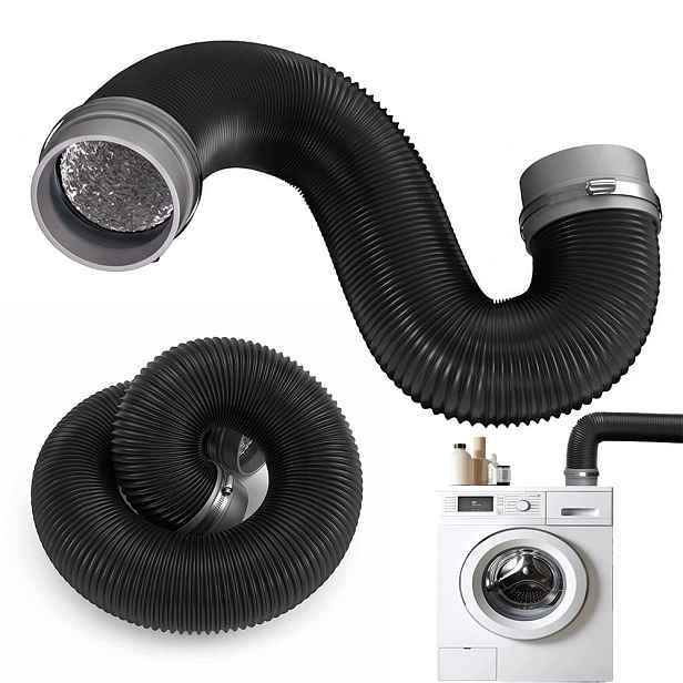 Elastický kabel pro pračku 3 palce 75 mm 5 m Černý Pvc s páskami Sada