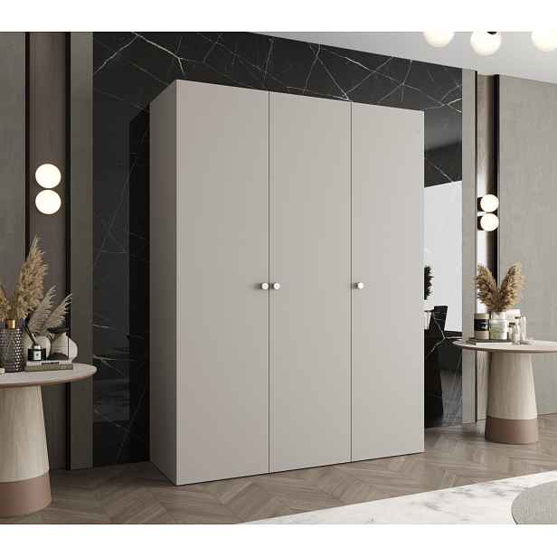 Elegantní šatní skříň CAITIR 1 150 cm - kašmír / stříbrné úchyty