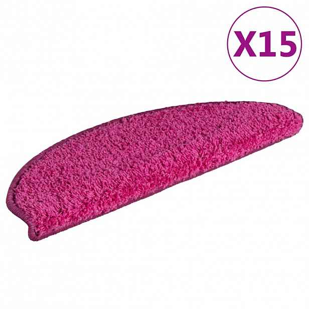 vidaXL Schodové rohože 15 ks 65 x 21 x 4 cm růžové, půlkulaté, velké