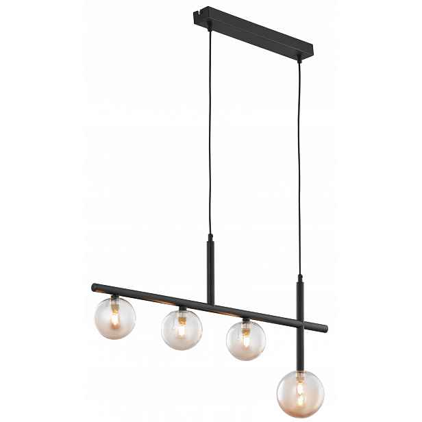 Závěsná lampa Neptun Černá Jantarová Skleněná Stínidla 3xG9 Stropní Svítidlo