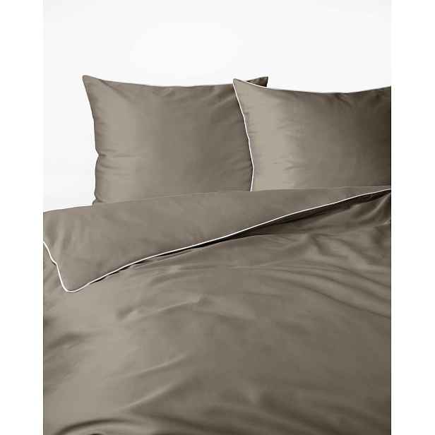 Povlečení saténové 220x200 taupe s lemováním Mako Satin