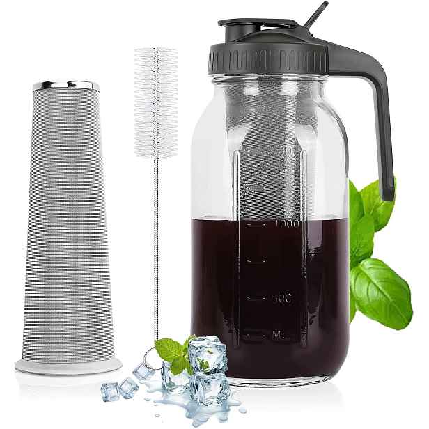 Skleněná Konvice Na Kávu A Čaj S Ocelovým Filtrem 1,5 L