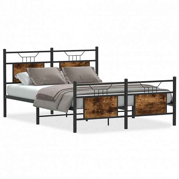vidaXL Rám postele bez matrace kouřový dub 150x200 cm kompozitní dřevo