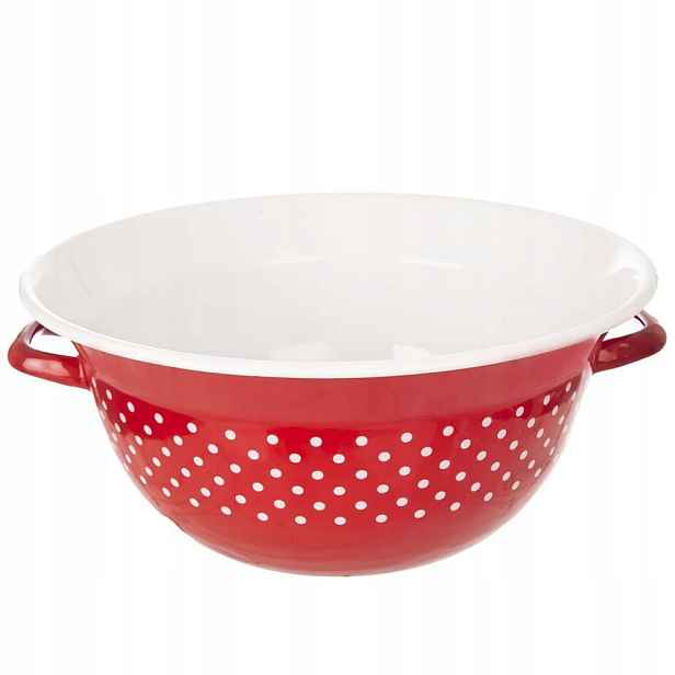 Kuchyňská miska smaltovaná červená s hrachem Tecka 34 cm, 9 l