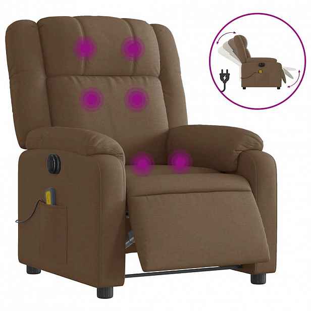 vidaXL Elektrické masážní polohovací křeslo hnědé textil