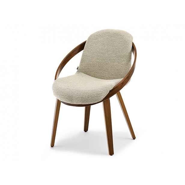 Designová jídelní židle HODA - béžová / ořech