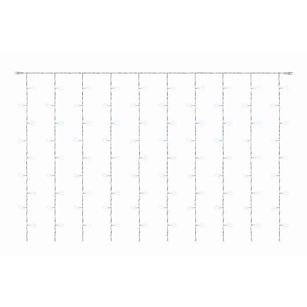 Hobby Line LED světelný závěs do okna, 200 × 100 cm, ledově bílá, 100 diod, čirý kabel, IP20 do interiéru, prodlužovací