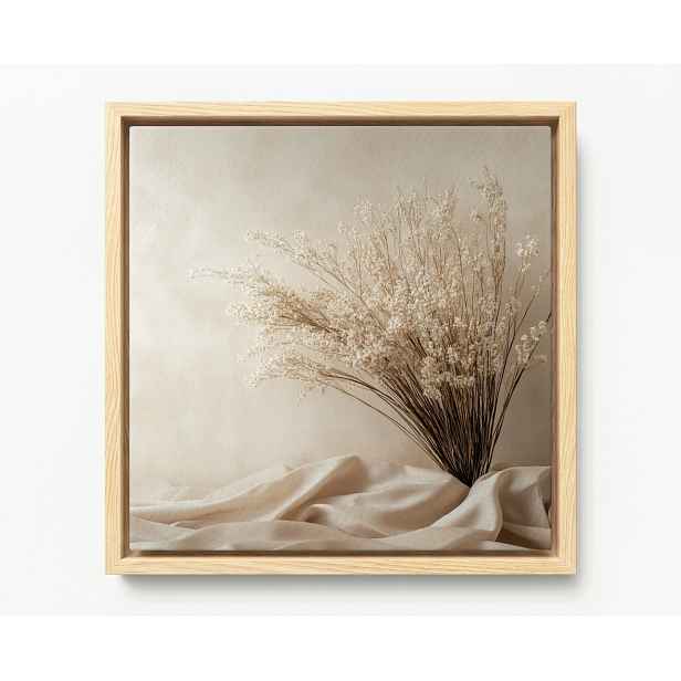 Obraz Rám Americký Box Sušené Květiny Boho Béžový Minimalismus 50x50