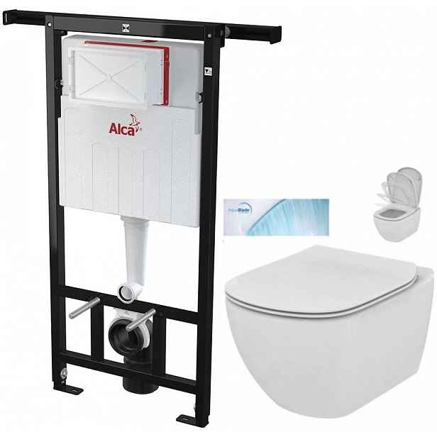Předstěnový instalační systém bez tlačítka + WC Ideal Standard Tesi se sedátkem SoftClose, AquaBlade  AM102/1120 X TE1
