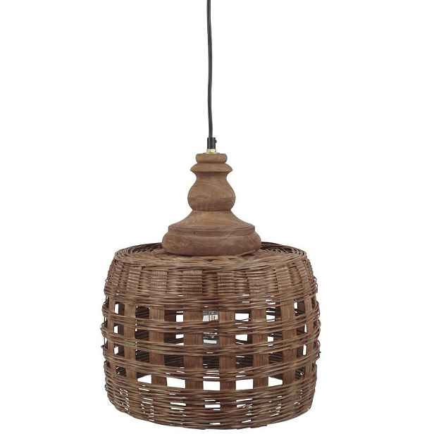 Přírodní antik závěsné světlo lampa z proutěného ratanu - Ø 31*38cm/ E27/ 25W Chic Antique