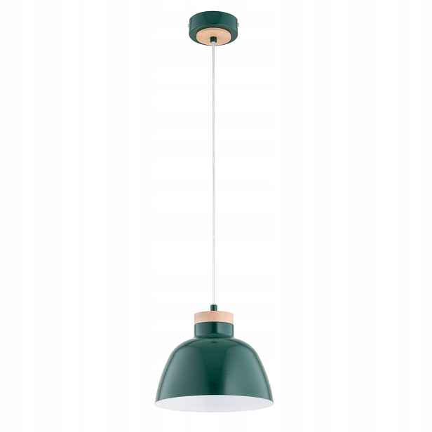 Zelená loftová závěsná lampa s dřevěnými prvky 1xE27 Alfa