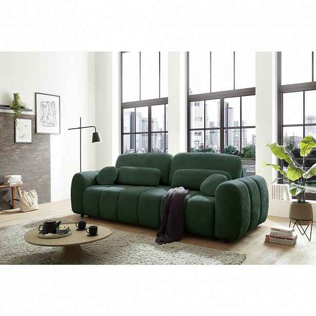 MID.YOU ROZKLÁDACÍ POHOVKA, textil, tmavě zelená
