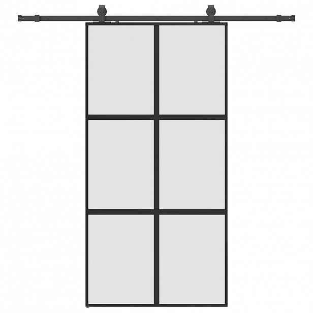 vidaXL Posuvné dveře se sadou kování černé 102,5x205 cm Tvrzené sklo