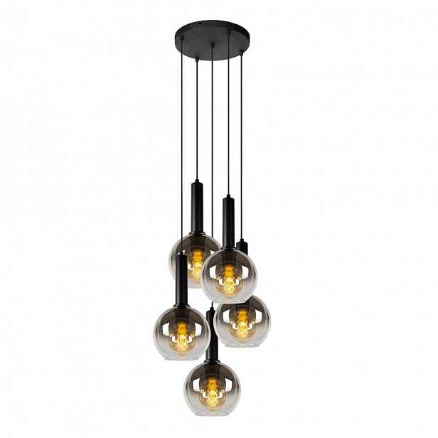 Černá závěsná lampa Marius s teplým leskem nad stůl 15/30/Lucide