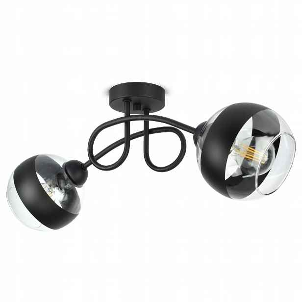 Závěsná stropní lampa Lustr Černá Skleněné Koule Black Belt PE2 Led E27