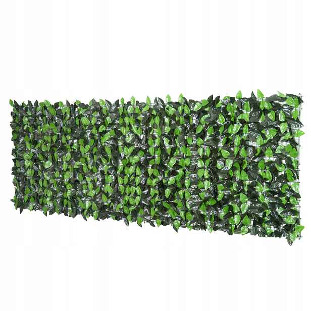 Umělé živé ploty Outsunny Vavřínové listy zelené 3L x 1H m Anti-UV