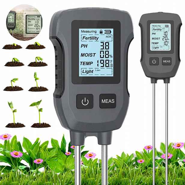 5V1 Kyselinoměr Na Půdu Tester Úrodnosti Vlhkost Ph Z LCD Do Zahrady, Skleníku