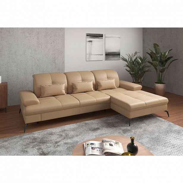 Sit & More ROHOVÁ SEDAČKA, textil, kůže, cappuccino