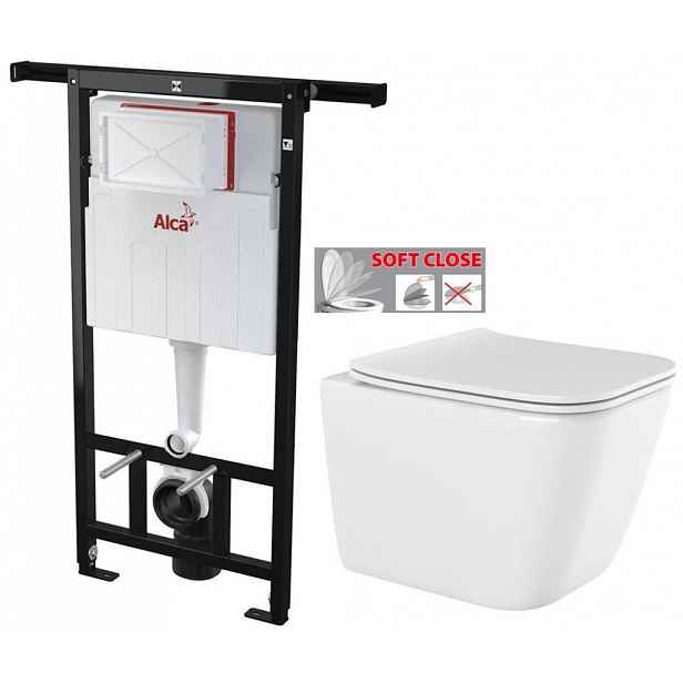 Předstěnový instalační systém bez tlačítka + WC INVENA PAROS  + SEDÁTKO AM102/1120 X RO1