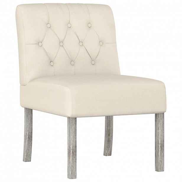 vidaXL Nízké křeslo bez područek len design s knoflíky