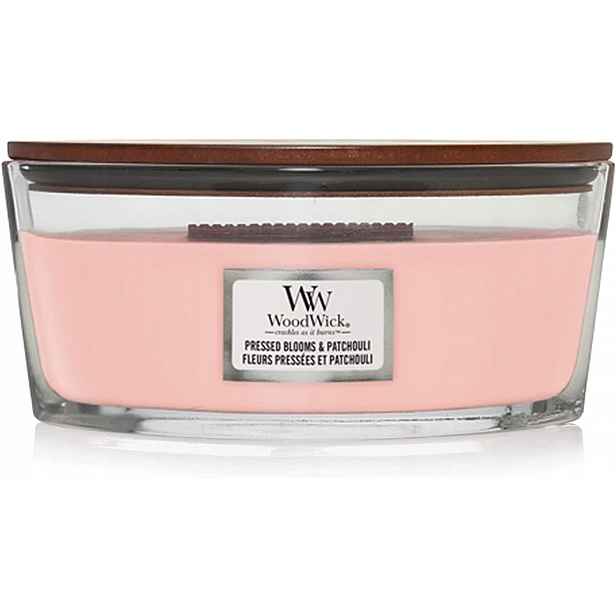 WoodWick svíčka s dřevěným knotem Elipsa Pressed Blooms & Patchouli 453,6 g