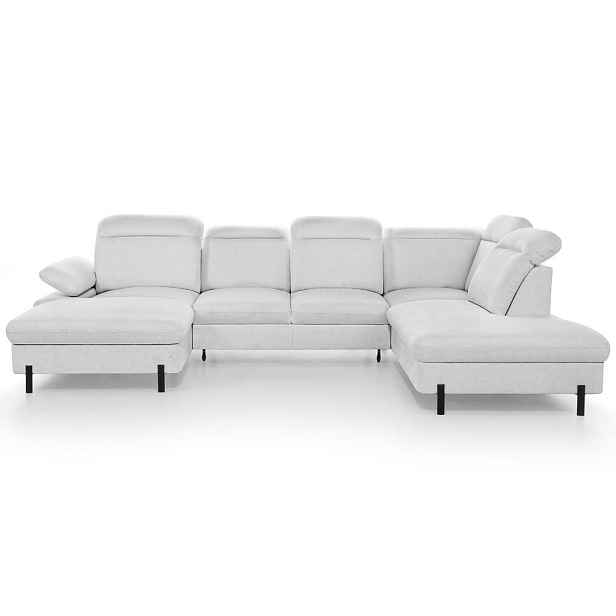 Beautysofa SEDACÍ SOUPRAVA Sora U s funkcí spaní, nastavitelnou hloubkou sedu, opěrkami hlavy a područkou, 365 cm, světle šedá, levá