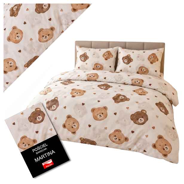 Dětské Povlečení 160x200 pro chlapce Dívky, bavlněné, bílé s medvídkem