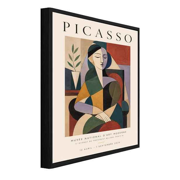 Obraz V Černém Rámu Na Plátně Vintage Picasso Obývací Pokoj Ložnice 120x80