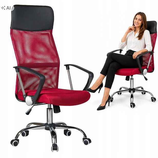 Otočné křeslo Xenos Prodyšné Síťované Ergonomické Větrané Červené