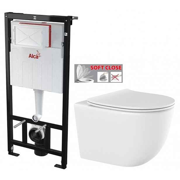 Předstěnový instalační systém bez tlačítka + WC INVENA TINOS  + SEDÁTKO AM101/1120 X NO1