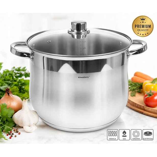 Velký Hrnec Klausberg 10 7 l Nerezová Ocel Indukce a plyn 26 cm Víko