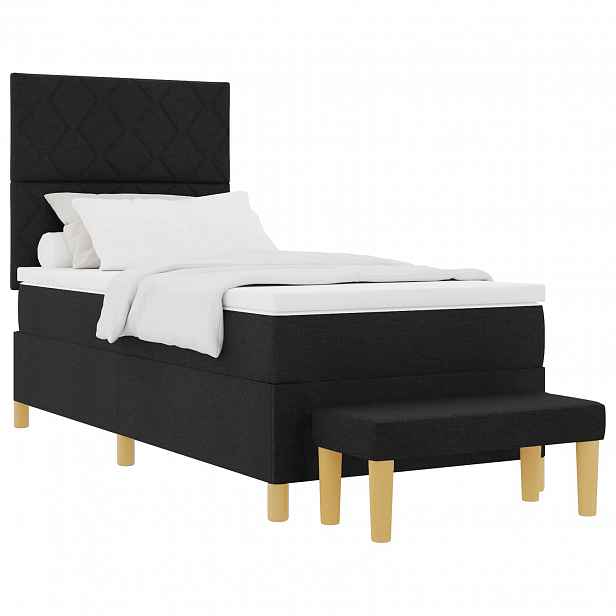 vidaXL Postel s boxspringem s polštářem Černá 200 x 100 cm textil