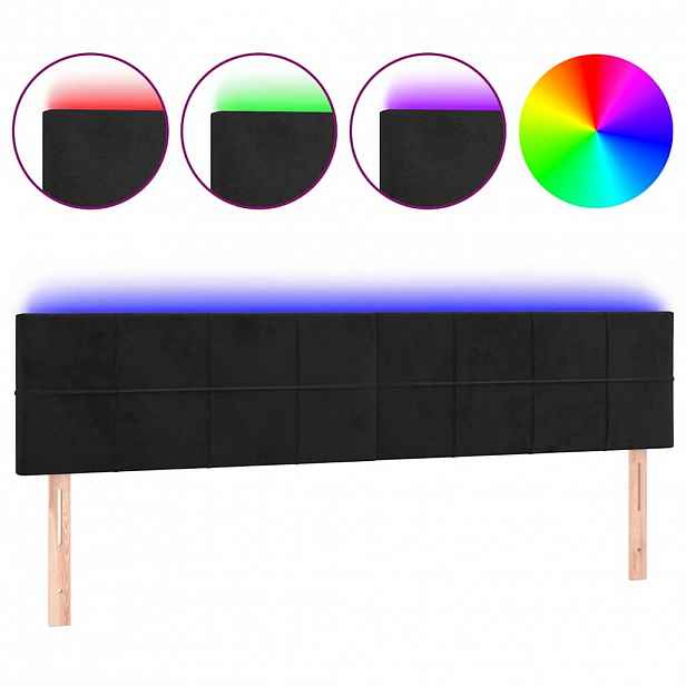 vidaXL Čelo postele s LED černé 180x5x78/88 cm samet