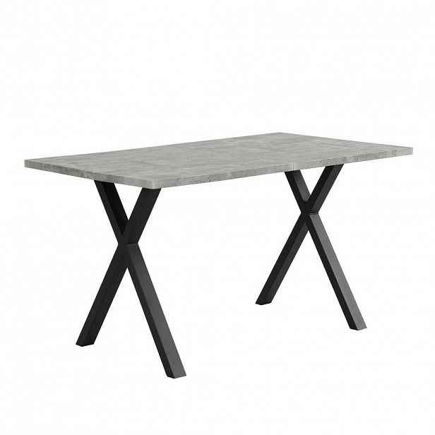 OKWISH JÍDELNÍ stůl 140/80/76 cm šedý a černý z MDF a kovu s křížovou podnoží