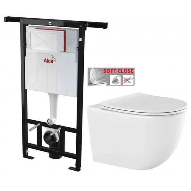 Předstěnový instalační systém bez tlačítka + WC INVENA TINOS  + SEDÁTKO AM102/1120 X NO1